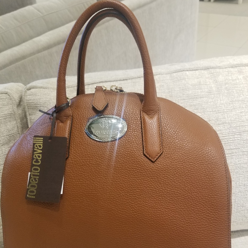 Brand New  Roberto Cavalli Leather Tote with dust